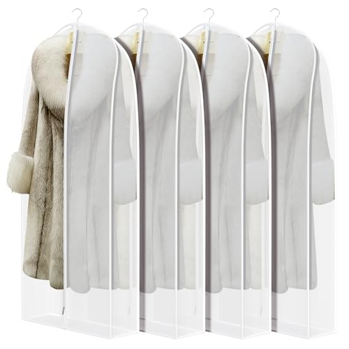 Zilink Garment Bags for Fur Coat Suit Bags for Closet Storage 50 in, White - size: 50"-4pack