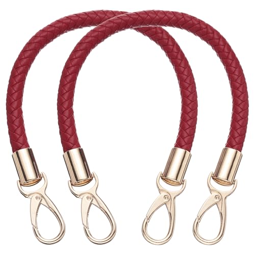 uxcell 2 Pcs Leather Purse Strap, 15.7 Inch PU Leather Braided Purse Replacement Shoulder Strap for Handbags with Buckle for DIY Handbag Purse Making, Dark Red - color: Dark Red