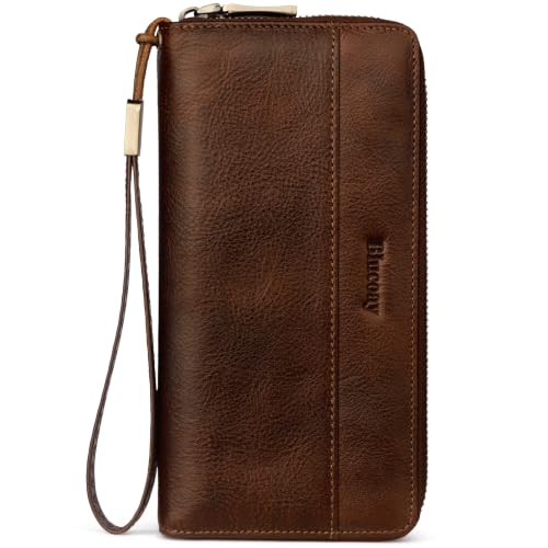 Real Leather Wristlet Wallet Women With RFID Blocking(darkcoffee) - color: a9-darkcoffee