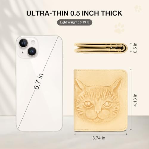 Small Wallet Women Slim RFID Leather Bifold Wallet Embossed Design | Compact design with ID window, card slots, and zipper coin pocket, ideal for daily travel, shopping, and gifts - color: 10-Light Yellow