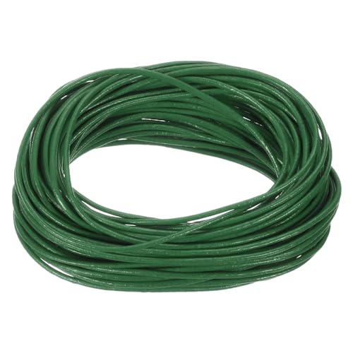 uxcell 11 Yards 1mm Round Leather Cord Lacing String for DIY Crafts Dark Green - color: Dark Green