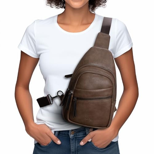 Alldaily Large Sling Bag for Women Crossbody Purse Leather Fashionable Trendy Chest Bag for Travel, Fanny Pack (Chocolate) - color: Chocolate