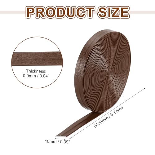 uxcell 5 Yard 10mm PU Faux Leather Strips, Fold Over Leather Strap Roll Double Sided Faux Supplies for DIY Craft Projects, Brown - color: Brown, size: 10mm