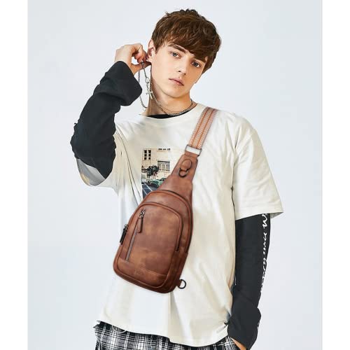 CLUCI Crossbody Bags for Women Men,Leather Sling Bag Cross Body Backpack for Woman Gifts for Women Birthday Unique - color: 0-1 Brown