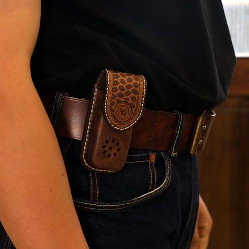 Leather Multitool Fold Knife Sheath, Belt Pouch Magnetic Closure EDC Carry | One-Piece Molded EDC Belt Pouch, Fit Up to 2" Belt, Horizontal/Vertical Carry, Handmade Knives Holster,for Outdoor Camping