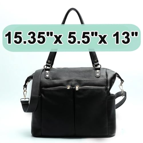 MOMINSIDE Diaper Bag Tote Convertible Diaper Bag Backpack Tote Leather | 4 in 1 Baby Bag Hospital bag 13 Pockets Travel Diaper Tote Pañaleras Para Bebe with Changing Pad for Mom & Dad(Black) - color: Black