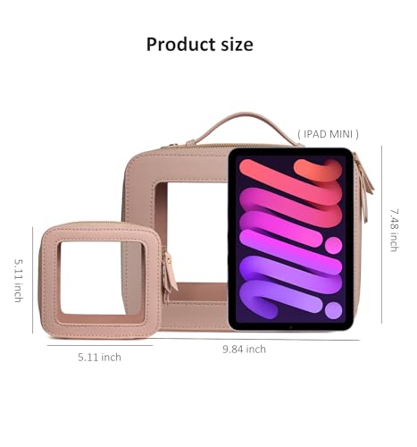 Clear Makeup Bags - TSA Approved Toiletry Bags with Zipper, Makeup Organizer for Carry-on Travel Essentials, Cosmetic Bags for Women & Men (Mini Nude) - color: Nude, style: Mini