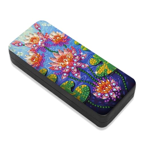 Leatrice Flower Diamond Art Kits for Adults Diamond Dots Eyeglasses Case - color: Lotus