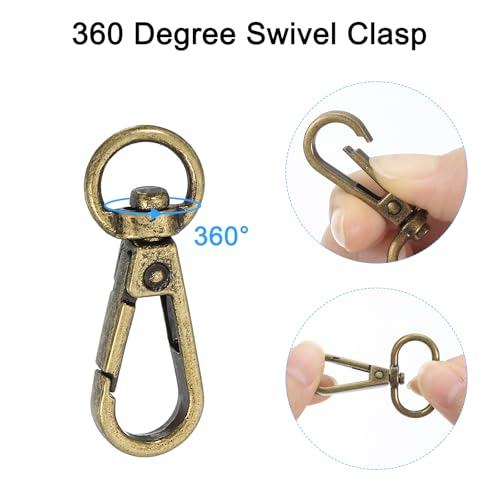 uxcell 12 Pcs Swivel Clasp Hooks, 0.39 Inch D Ring Swivel Purse Clips for Handbag, Purse Strap Hardware for Bag Making, Push Gate Lobster Clasp, Bronze - color: Bronze