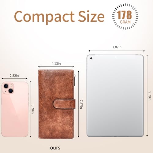 XINNSTAR Womens Wallet RFID Blocking Large Capacity Credit Card Holder Long Purses for Women with Wristlet Pocket ID Window - color: Brown