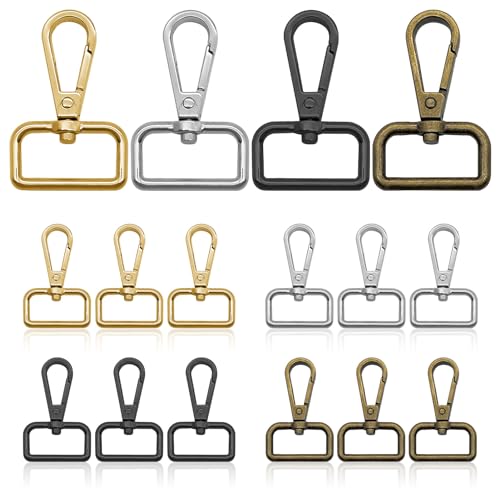 16pcs Swivel Clasps 3/4” D Ring Lobster Claw Clasps Metal Swivel Snap Hooks Push Gate Snap Hooks Trigger Clips for DIY Crafts Keychain Handbag Making(4 Colors, 2cm Inside Diameter) - color: 16pcs,3/4”