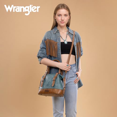 Wrangler 3Pcs Doctor Bag Sets for Women Top-handle Satchel Bag with Cell Phone Handbag and Coin Purse - color: Turquoise