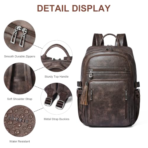 17 Inch Laptop Backpack Purse for Women with Giant Tumbler Holders | Vegan Leather,Travel Work Business College Teacher Nurse,USB Charging Port,RFID Wristlet Purse,28L Large Capaity,Chocolate - color: Chocolate