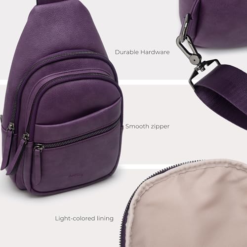 Alldaily Large Sling Bag for Women Crossbody Purse Leather Fashionable Trendy Chest Bag for Travel, Fanny Pack (Purple) - color: Purple