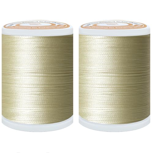 Bonded Nylon Thread Heavy Duty Sewing Thread Size #40 Tex75 Threads for Sewing Leather, Canvas, Shoes, Outdoor Upholstery Threads 2-Pack (350Yards Each)(Cream) - color: Cream