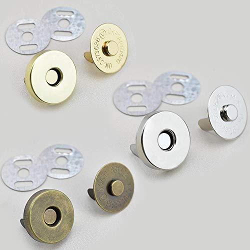MYUBWTF 20 Set Magnetic Button Clasp Snaps, 3/4“ Purse Magnetic Bag Fastener Clasp, Magnetic Button Replacement Kit for Sewing, Craft, Purses, Bags, Clothes, Leather (Gold) - color: Gold