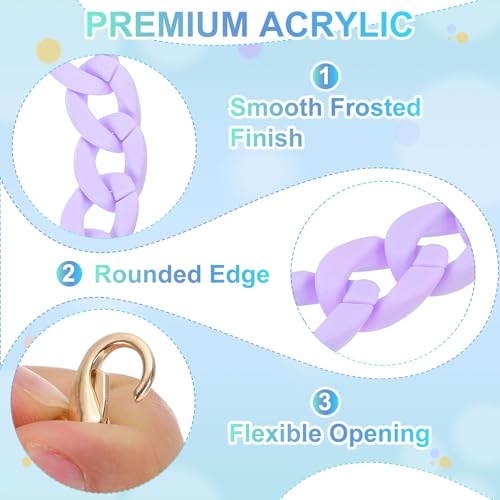 PATIKIL 15" Acrylic Purse Chain Acrylic Chain Linking Rings Light Purple - color: Matte Light Purple