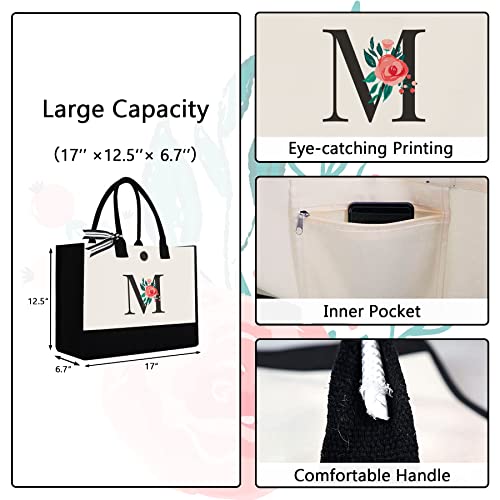 Initial Canvas Tote Bag, Personalized Monogrammed Tote Bag