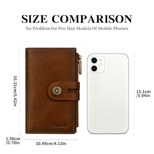 Full Real Leather Trifold Wallet for Women With RFID Blocking - color: a1-brown
