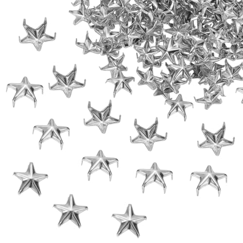 PATIKIL 15mm Metal Studs Spots 200Pcs Star Claw Beads Nailhead Rivets Spike Studs for Leather Craft Clothes Belt Bag Shoes, Silver - color: Silver, size: 15mm