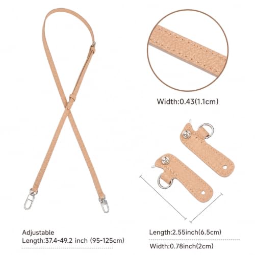 Purse Straps Replacement, Leather Handbag Crossbody Shoulder Strap Kit Adjustable for Mini Longcamp Tote Bag Women - color: Beige