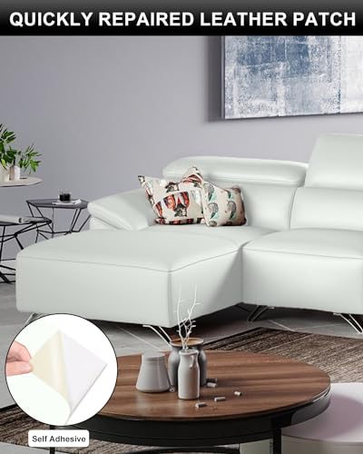 Numola Leather Repair Patch, 8×11 Inch Self-Adhesive White | Vinyl Repair Tape; Fixes Scratches, Holes, And Tears; Ideal For Couch, Car Seat, Sofa, Chair, Diy Upholstery; First-Aid - color: White, size: 8×11inch