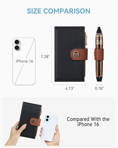 BOSTANTEN Leather Womens Wallet Large RFID Blocking Slim Card Holder - color: 1-Black+Brown