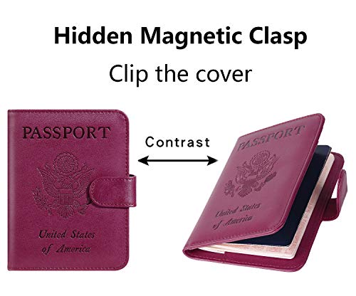 Passport Holder Cover Wallet RFID Blocking, Travel Essentials - color: Purple