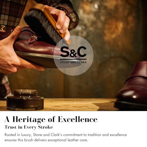 Stone and Clark Luxury Horsehair Shoe Polish Brush – Handcrafted Beechwood Shoe Brush for Shine and Buffing – Premium Shoe Shine Brush with Soft Horsehair Bristles (Brown) - color: Classic Brown