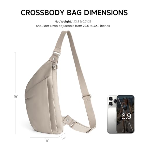befen Genuine Leather Anti-Theft Crossbody Sling Bag for Women & Men, Slim | Multi Pockets, RFID Blocking Protection, 8 Card Slots, Lightweight, Soft Real Leather, Unisex Daily Travel Outdoor Carry - color: Light Grey