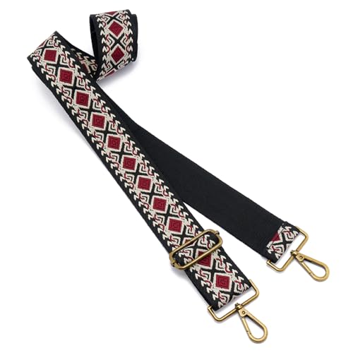 ZOOEASS Bronze Buckles Purse Strap, 2" Wide Crossbody Handbag Strap Adjustable Replacement Shoulder Strap Vintage Embroidery - color: 5cm-color17