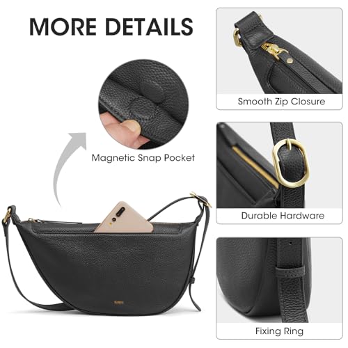 Kattee Leather Crossbody Purses for Women, Small Sling Bag, Women's Shoulder Handbags with Adjustable Strap - color: Black