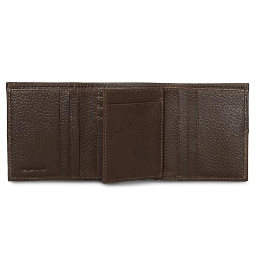 Eddie Bauer Men Signature Trifold Wallet - color: Rugged Leather - Brown