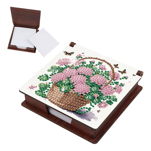 JISHSHAY Flower Diamond Painting Note Box Diamond Art Sticky Note Holder Gem Art Notecard Box Gem Painting Mosaic Kits for Adults Embroidery Kit Memo Pad Holder, Contains 160 Sheets of Paper - color: Flower 2
