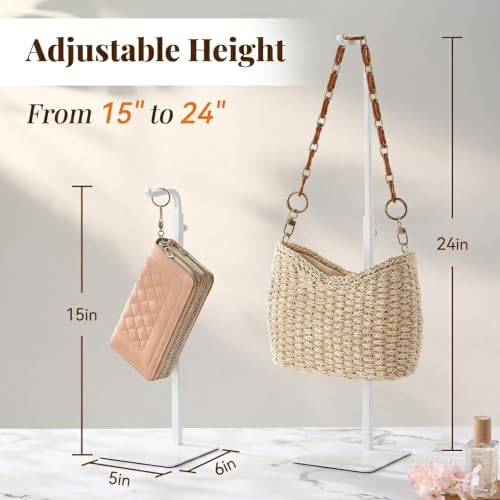 niffgaff 4 Pack Adjustable Purse Holder: Handbag Display Stand, Hanger Rack for Bags, Purses and Wreaths, Tabletop Closet Desk Retail Vendor Display Stand, White - color: White