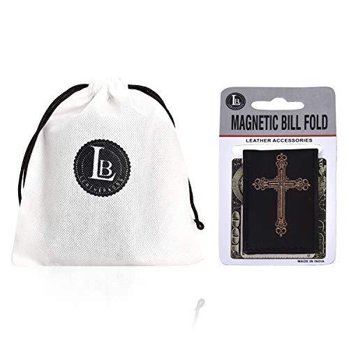 Men's New Leather Strong Magnetic Money Clip (Cross) - color: Cross