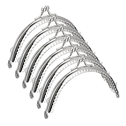 uxcell Metal Purse Frames - 4.13" 6Pcs Kiss Lock Clasp Frame Arch Embossed Clutch Frame Handles for Coin Purse Sewing Bag Making DIY Craft, Silver Tone - size: 4.13"