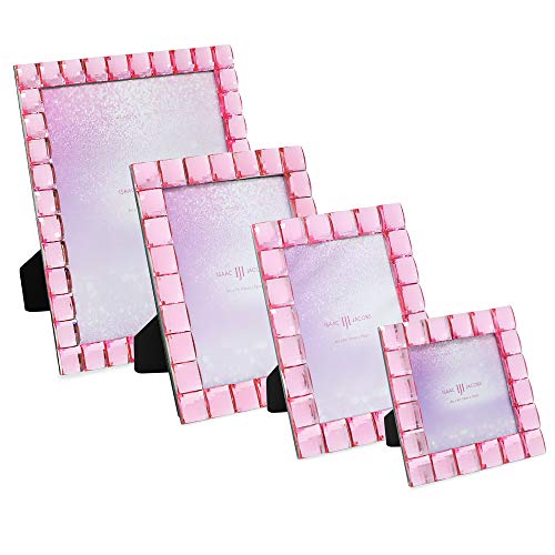 Isaac Jacobs Decorative Sparkling Jewel Picture Frame (4x6, Light Pink) | Jewel Picture Frame, Photo Display & Home Decor Two-way easel for vertical or horizontal display. Does NOT hang on wall - color: Light Pink, size: 4x6