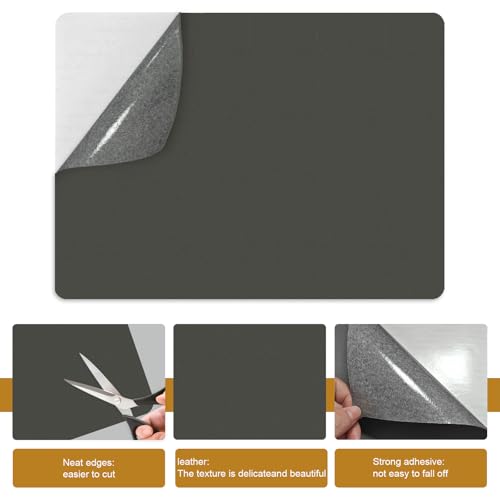 IANZE 2Pcs Leather Repair Patch, Self Adhesive Leather Repair Patch for Car Seats, Couches, Furniture, Sofa, Handbags, Office Chair (Dark Grey) - color: Dark Grey
