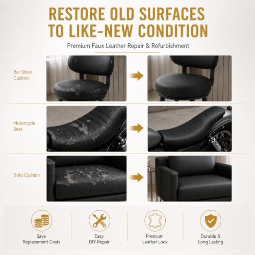 SHISU Black Faux Leather Upholstery Fabric - Lychee Grain Vinyl for Sewing - color: Black, size: Approx. 0.7mm, 19.7" × 55.0"