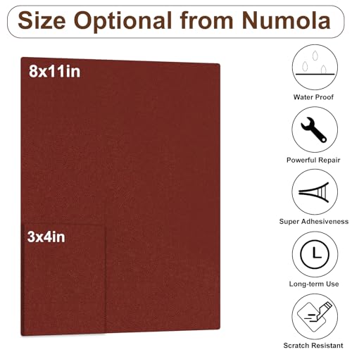 Numola Leather Repair Patch, 8×11 Inch Self-Adhesive Dark Red | Vinyl Repair Tape; Fixes Scratches, Holes, And Tears; Ideal For Couch, Car Seat, Sofa, Chair, Diy Upholstery; First-Aid - color: Dark Red, size: 8×11inch
