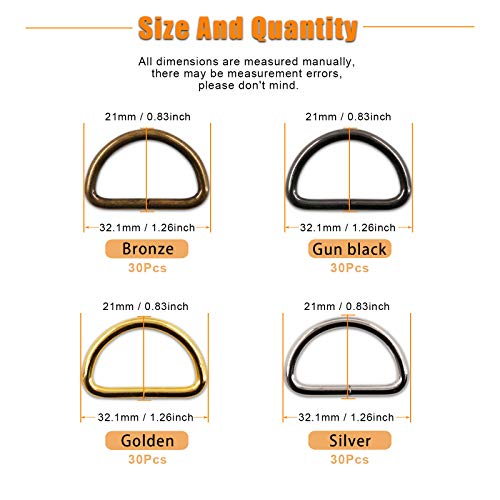 1 inch 25mm Metal Belt Buckle Hardware Assortment Webbing Strap Loops Clasp for Belt Craft DIY Accessories - style: D Rings