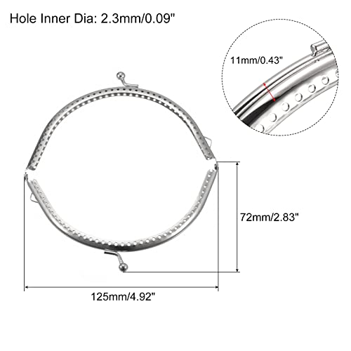 uxcell Metal Purse Frames - 4.92" 5Pcs Kiss Lock Clasp Frame Arch Embossed Clutch Frame Handles for Coin Purse Sewing Bag Making DIY Craft, Silver Tone - size: 4.92"