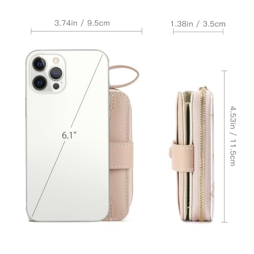 GAEKEAO Womens Wallet Slim Thin RFID Blocking Floral Leather Card Holder Bifold Long Ladies Wallet with Zipper Pocket - color: B01-Pink & White