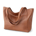 befen Soft Genuine Leather Tote Bag for Women Work with Zipper Slouchy Bags | Real Leather, Slouchy Shoulder Bag, Cup Holder, Travel Purse, Handbag for Daily & Travel, Zipper Tote Bag - color: Cognac Brown