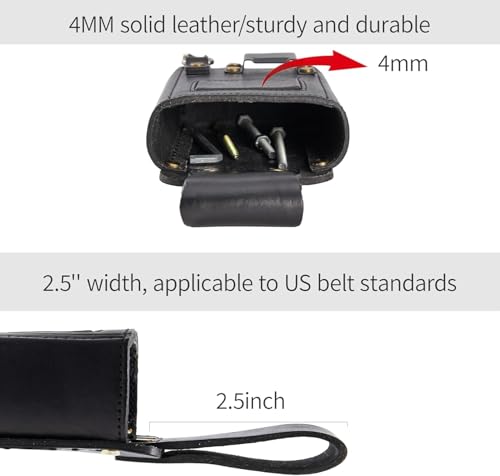Small Tool Pouch, Genuine Leather Electrician Tool Pouch | 7 Pockets with Metal Tape Chain, Reinforced Rivets, Convenient & Quick Tool Access - color: black-c