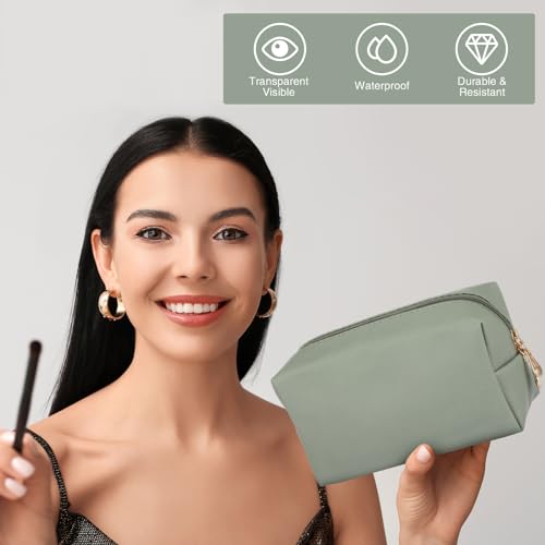 Sanwuta 9 Pcs Makeup Bags Bulk Toiletry Case,Dark Green - color: Dark Green