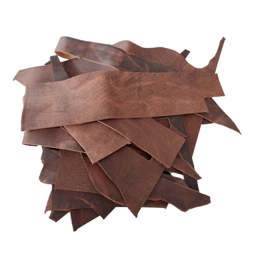 Leather Scraps, About 2mm Thick Genuine Cowhide Scraps, Leather Scraps for Crafts, Leather Scrap for tools/crafts/DIV, Vintage Brown (1 Lbs) - size: 1 lb