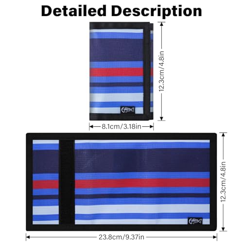 Men’s Nylon Trifold Wallet with 6 Page Wallet Insert, Ultra Thin and Security Wallet with ID Window for Card Cash Holder, Modern Fashion Purse Gifts for Teen Boys Men Women -Line DarkBlue - color: 24017 Line-DarkBlue