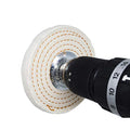 Benchmark Abrasives 4" Cotton Spiral Buffing Polishing Wheel for Bench Grinder with 1/4" Mandrel, for Polishing Finishing Smoothing on Aluminum, Stainless Steel (Cotton Spiral)